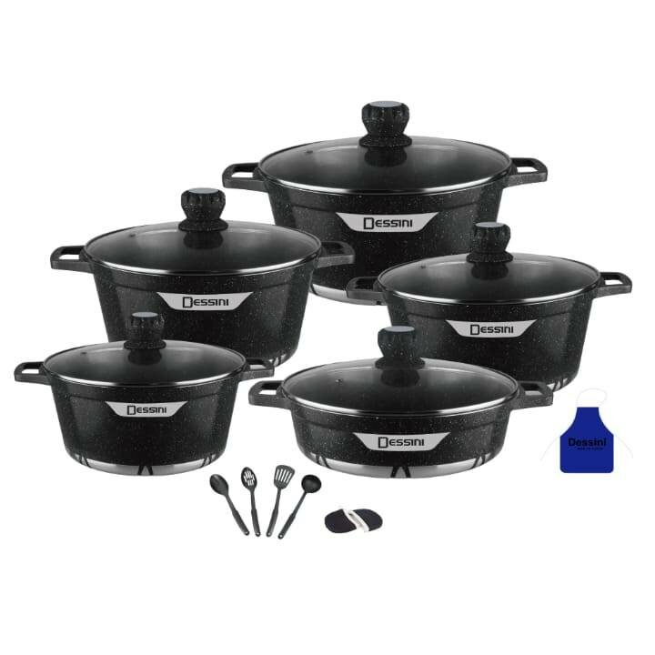 Ensemble de casseroles en marbre - 7 pièces