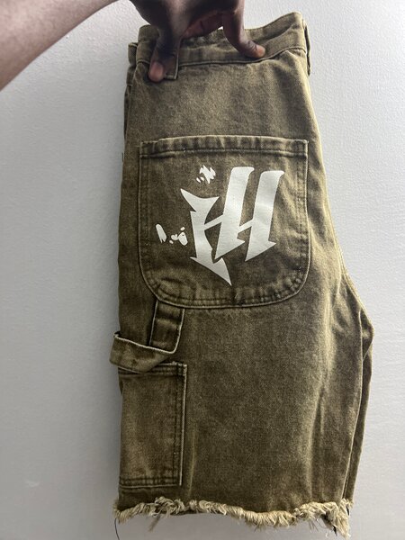 Short en jeans vert homme