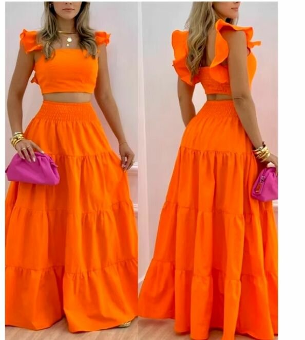 Crop Top and Long Skirt Set