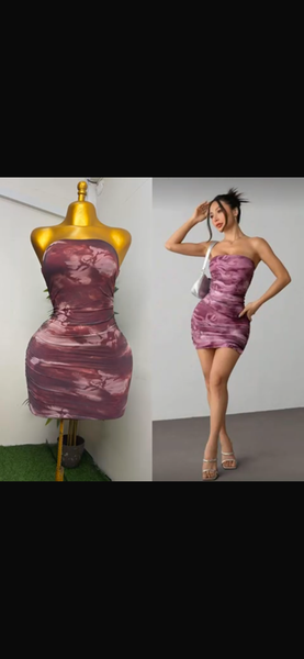 Robe courte en soie rose