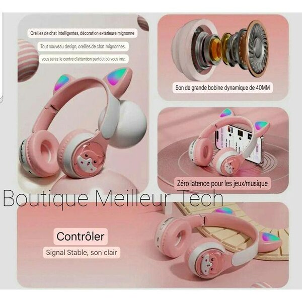 Casque Audio Chat LED Sans Fil