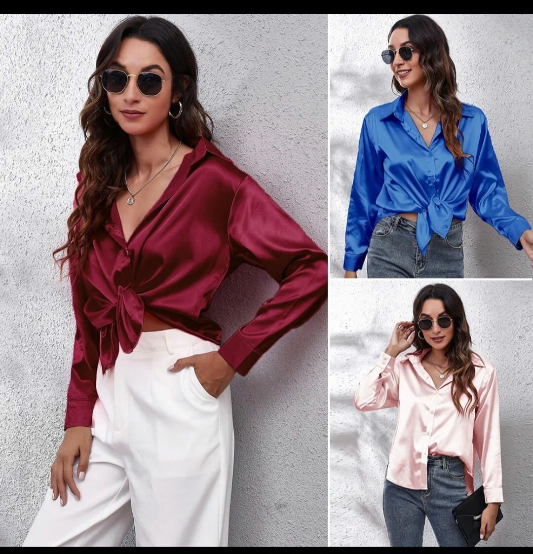 Chemise Satin Élégante Femme