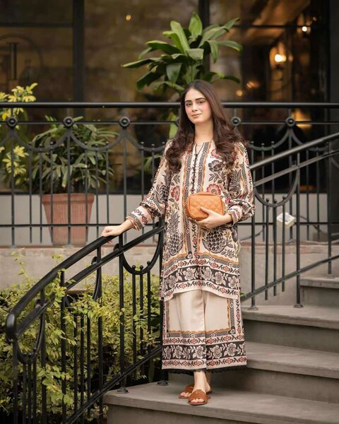 Woman's Stylish Stitched 2 Pcs Digital Printed Shirt with Pl