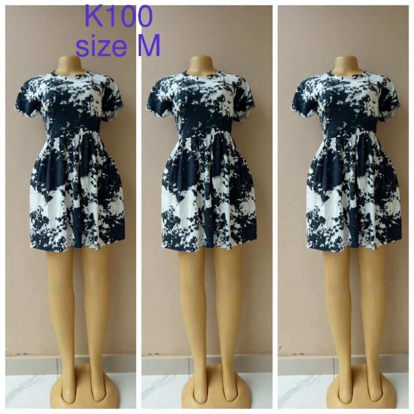 Black and white dress with print, size M