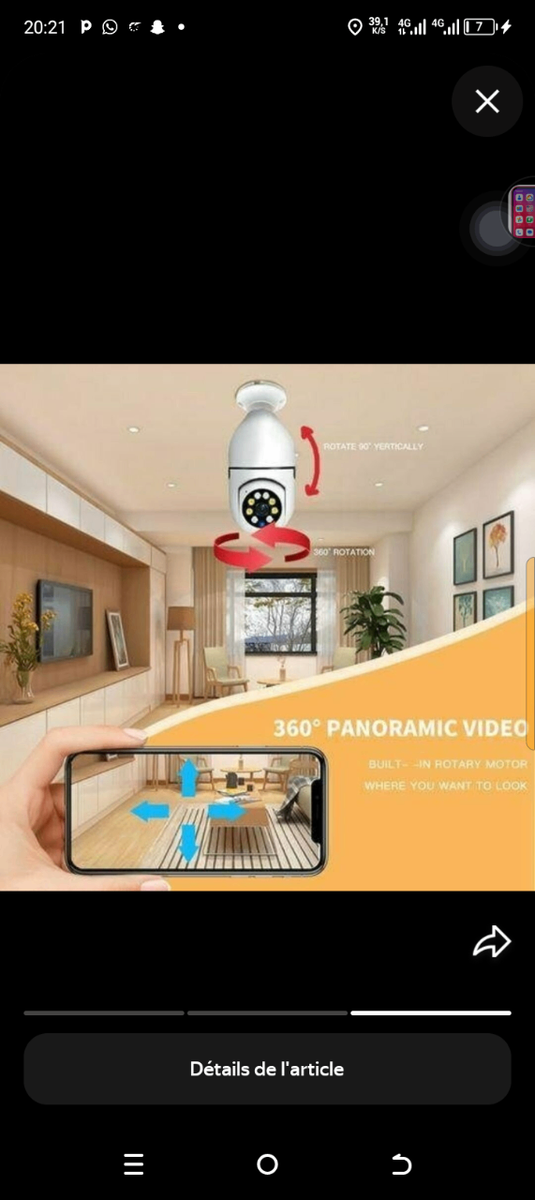 Caméra de Sécurité 360° LED