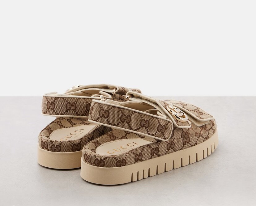 GUCCI New Marmont GG leather-trimmed sandals