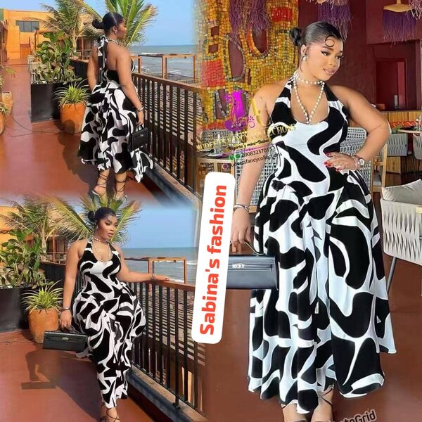 Robe d'été noire et blanche