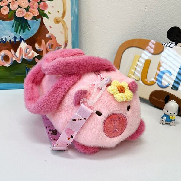 Sac en peluche rose pour filles