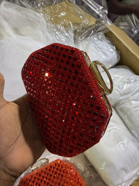 Clutch soirée strass rouge
