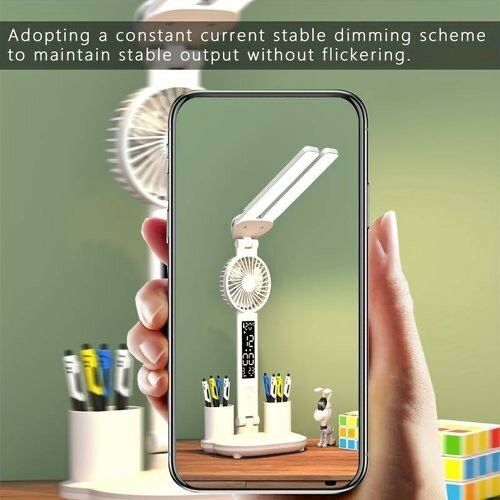 LED eye protection desk lamp, USB Fan - Double Pen Holder