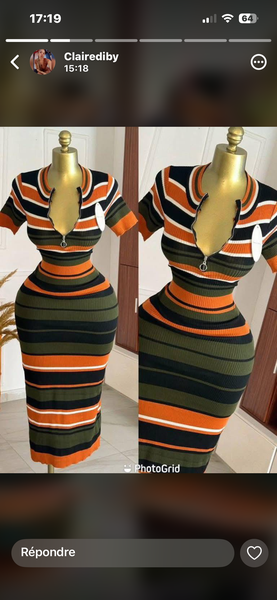 Robe rayée chic ajustée