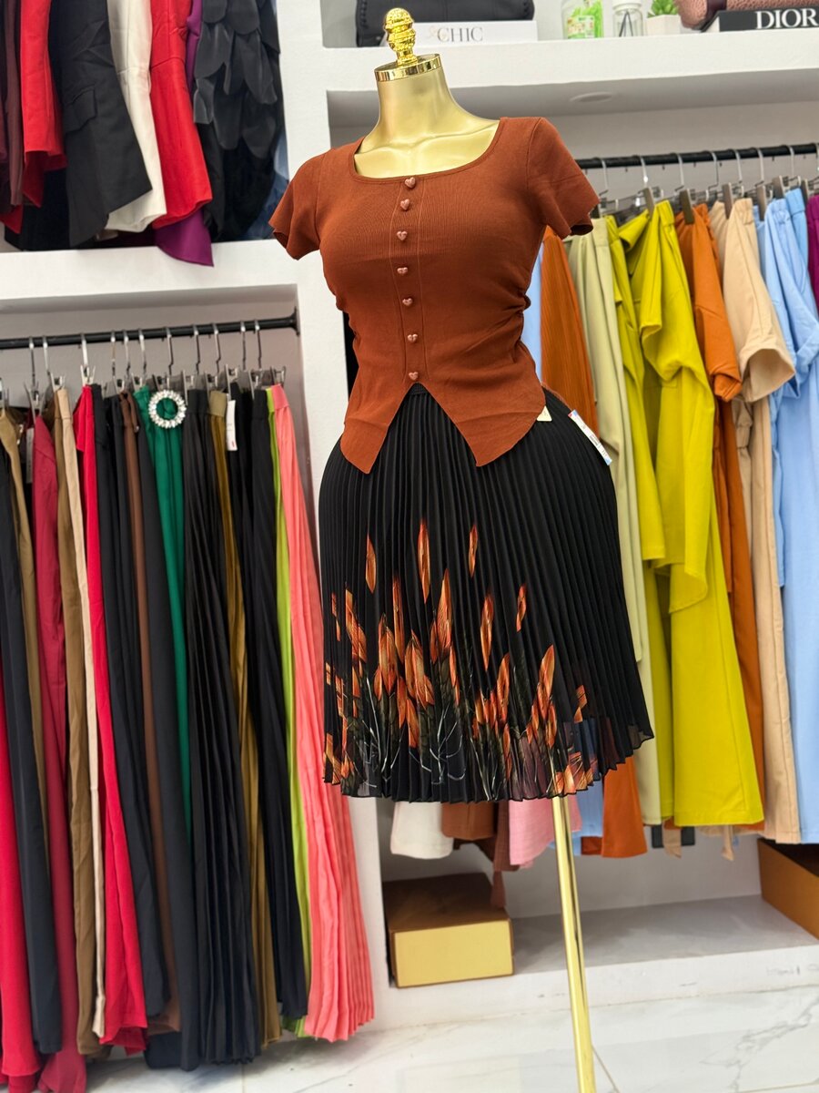 Robe plissée bicolore élégante