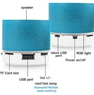 Portable Mini Bluetooth Speaker - Rechargeable, with Light, SD Card & USB Support