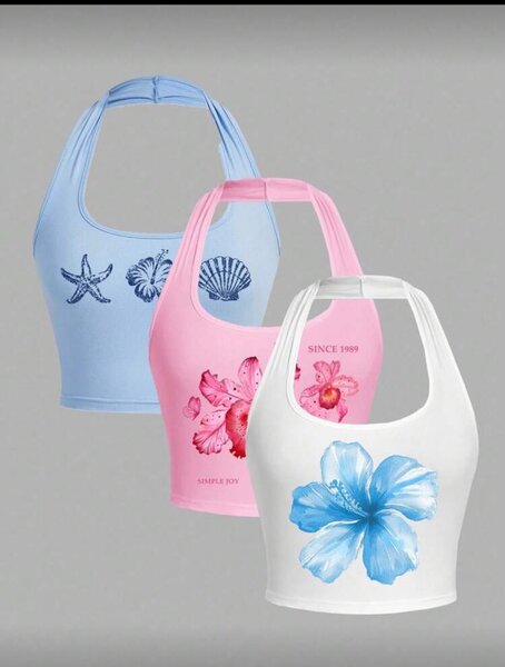 Débardeur court imprimé floral