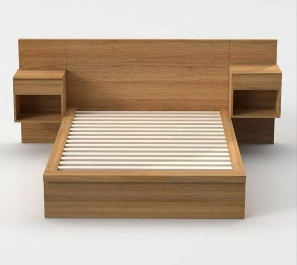 Lit en bois avec rangements