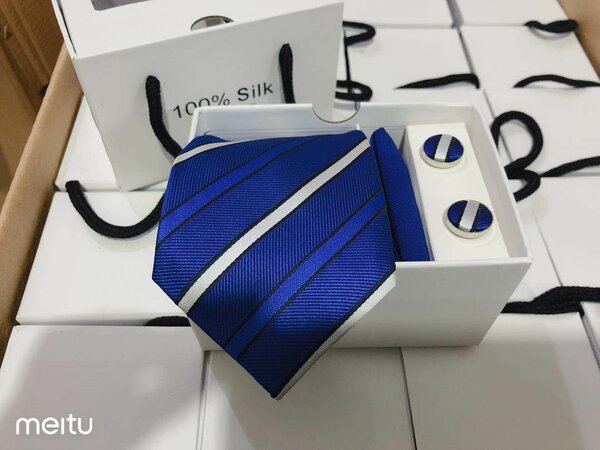 Cravate en soie bleue élégante