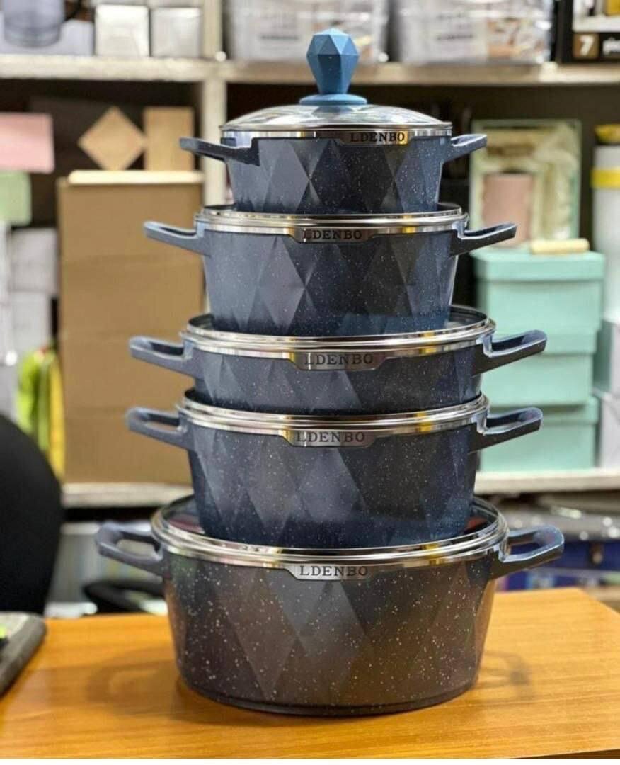 Ldenbo 10pcs nonstick Die-Cast cookware