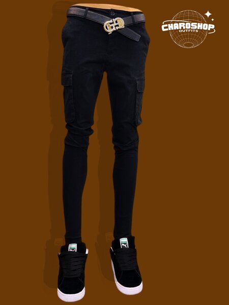 Pantalon cargo slim noir homme
