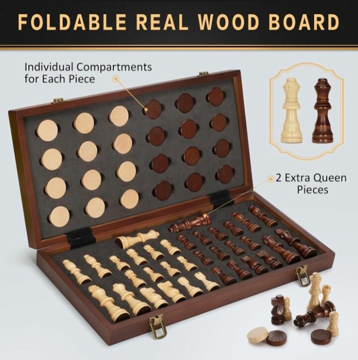 Échiquier Magnétique Bois 2-en-1