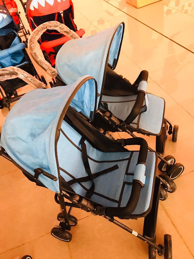 The stroller is a folding cane