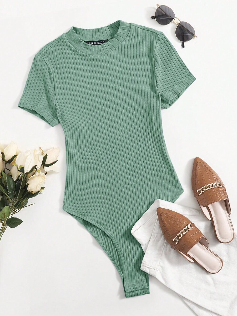 Body côtelé vert