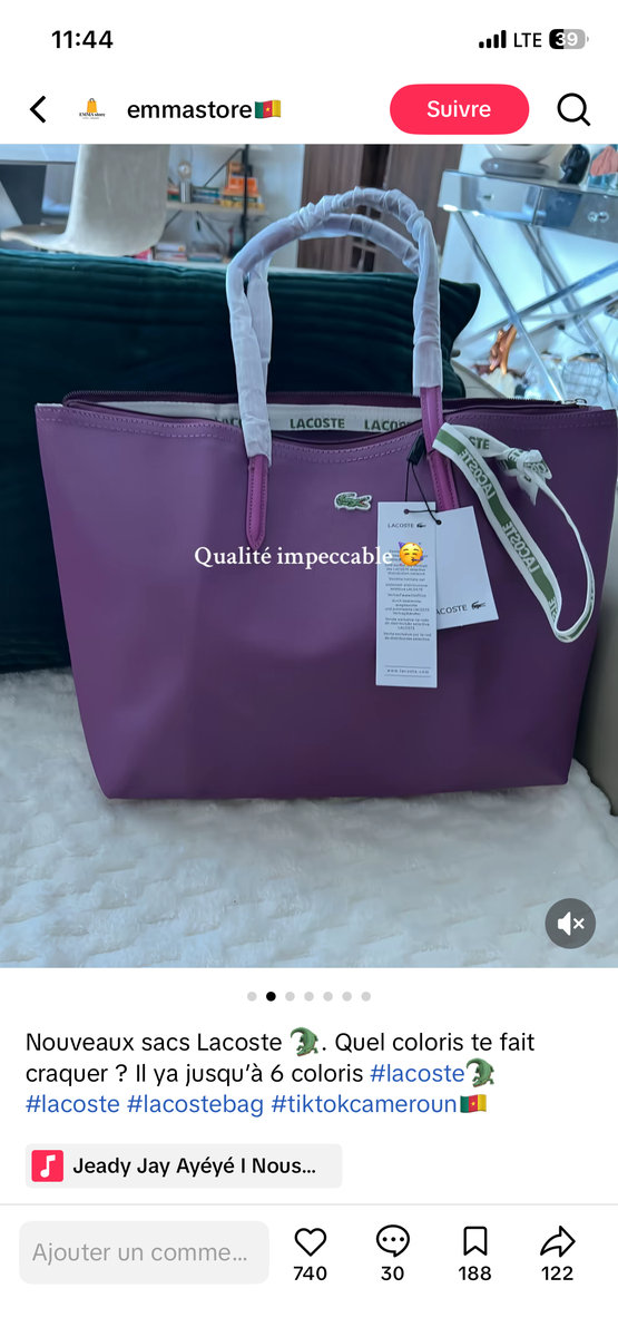 Sac à Main Lacoste Violet