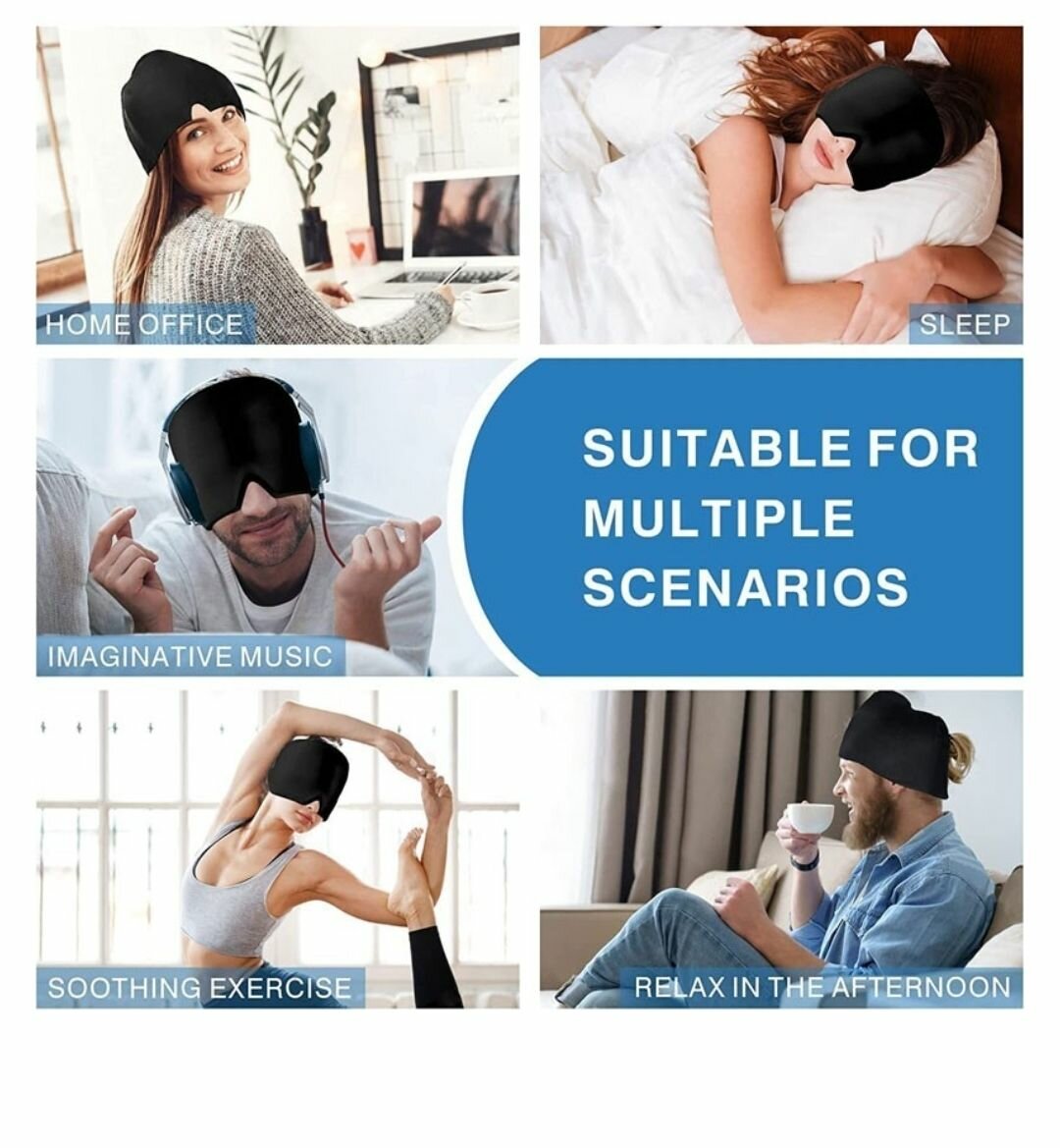 FORM FITTING FABRIC COLD THERAPY GEL MIGRAINE PAIN RELIEF