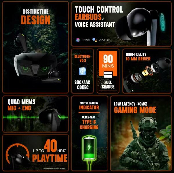 Écouteurs Bluetooth Gaming