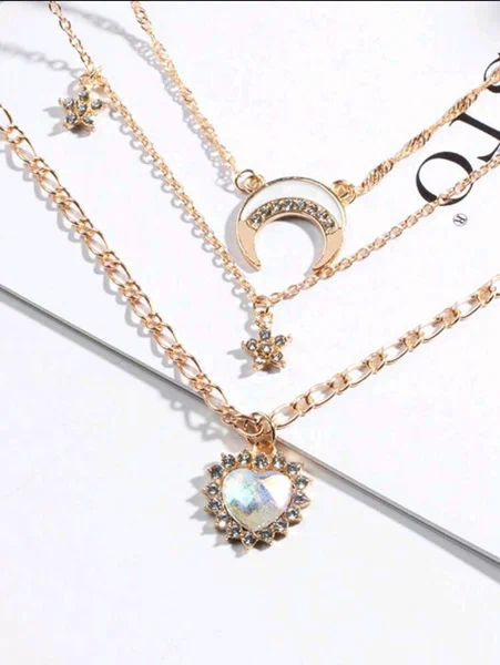 Collier Lune en Or Multi-Couches