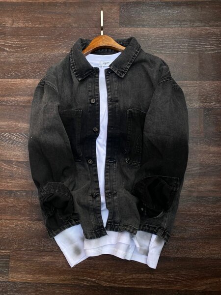 Veste en jean noire homme