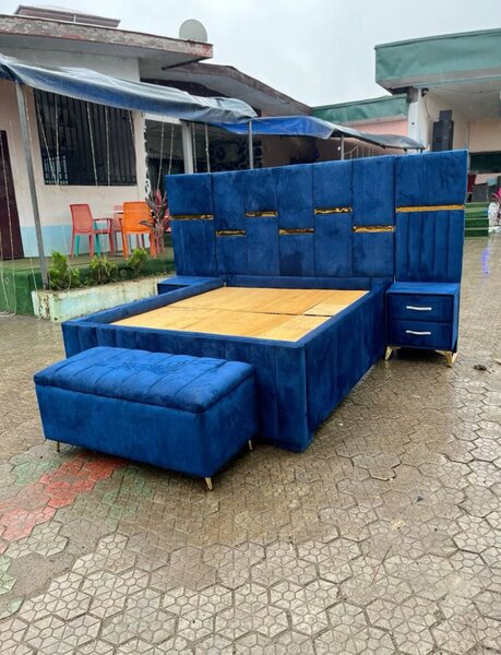 Lit double moderne en velours