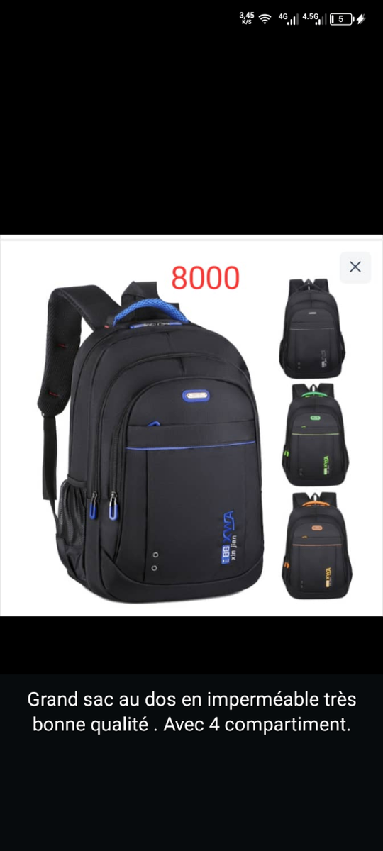 Sac à dos imperméable 4 compartiments