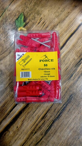 Chevilles et Vis 10mm Rouges