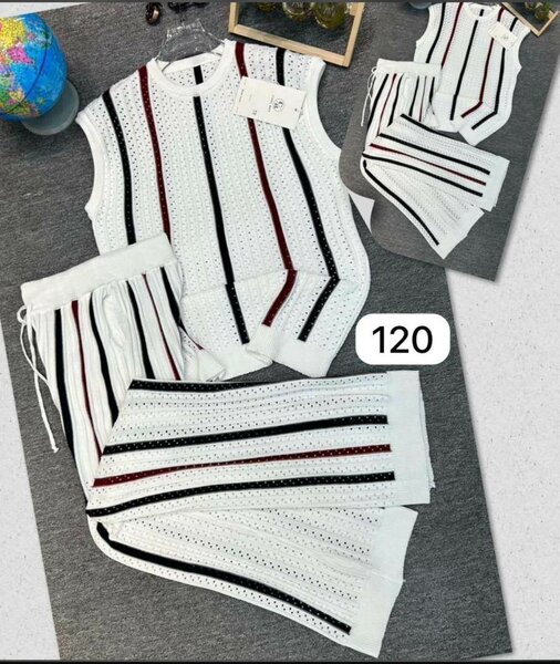 Ensemble tricoté rayé pour hommes