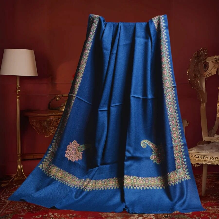Mughal Charm Kingri Embroidered Shawl - Blue