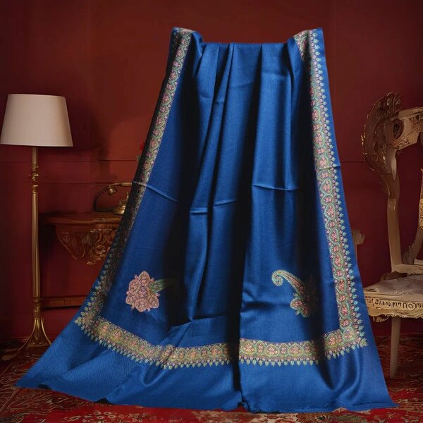 Mughal Charm Kingri Embroidered Shawl - Blue