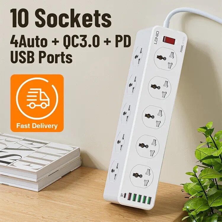 LDNIO SC10610 Extension Power Socket Strip With 10 Sockets 6