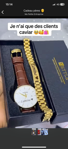 Montre en cuir et bracelet