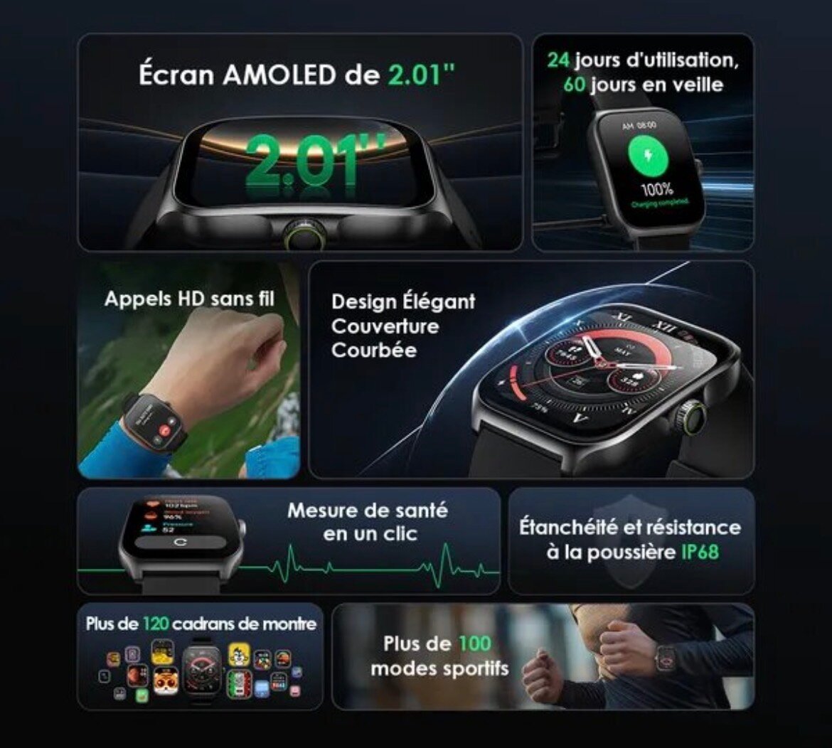 Montre Connectée AMOLED 2.01"