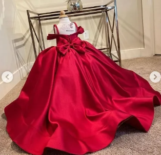 New Design Girl Dress Baby Girl Party Dress Children Frocks Designs Red Silk Frock ( Fabric Silk) ( Size 03 Month To 16 Yrs)