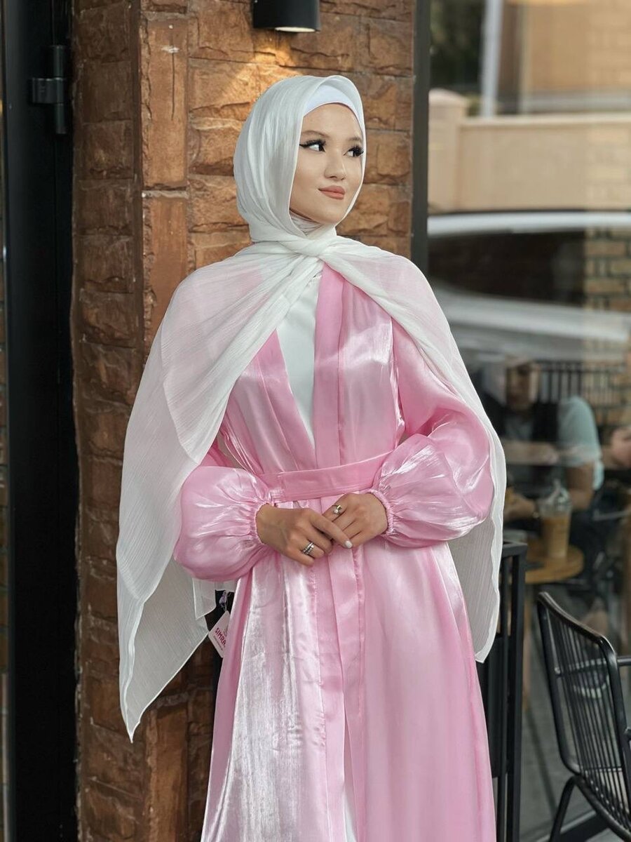 Абайка из дубайской органзы с шелковой сорочкой