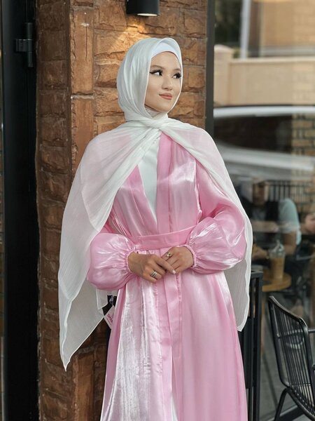 Абайка из дубайской органзы с шелковой сорочкой