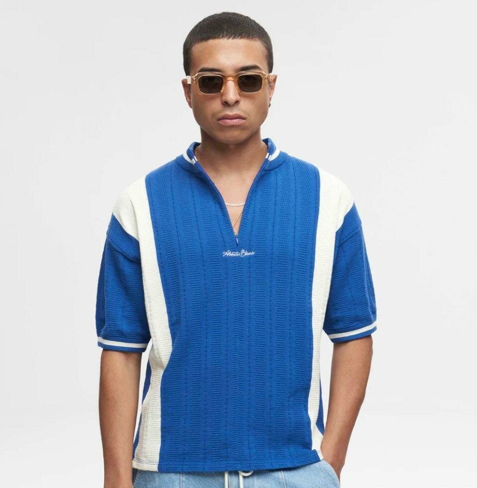 Polo bleu à rayures homme