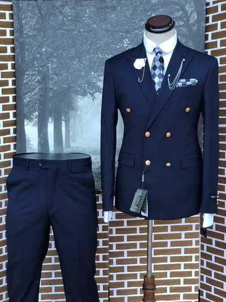 blue men's suit