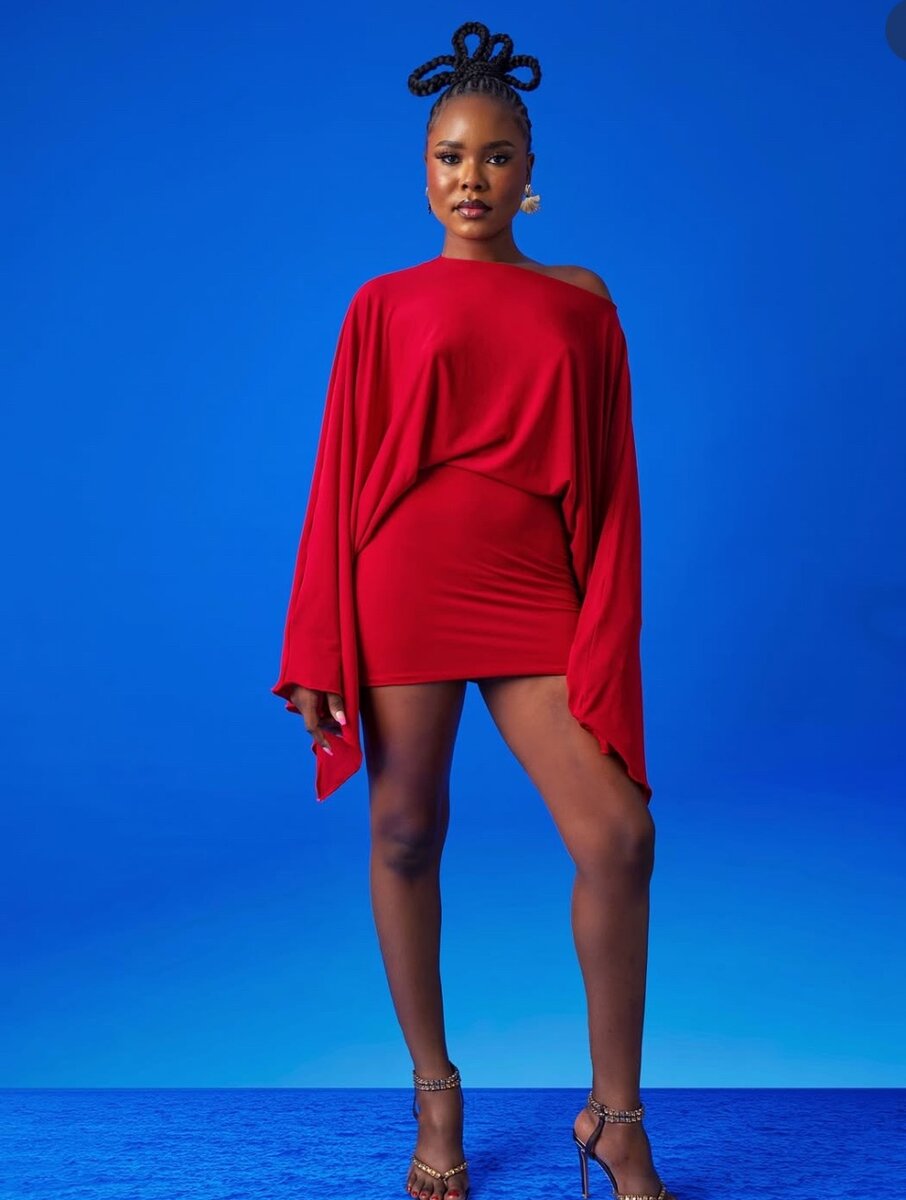 Robe rouge élégante à manches longues