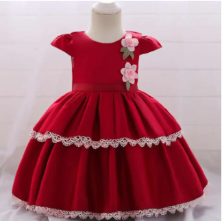 Baby Girl Princess Dress For Birthday Party Dress Baby Girl Clothes ( Fabric Silk) ( Size 03 Month To 6 Yrs)