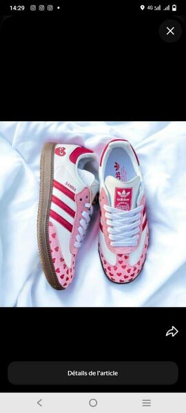 Sneakers roses à cœur unisexes