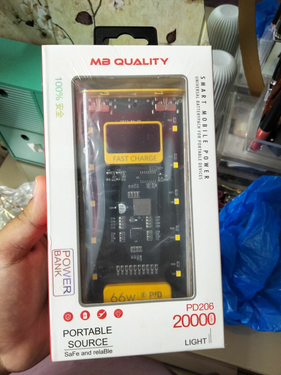 MB QUALITY Transperant Power Bank 20000mah 66W Charging