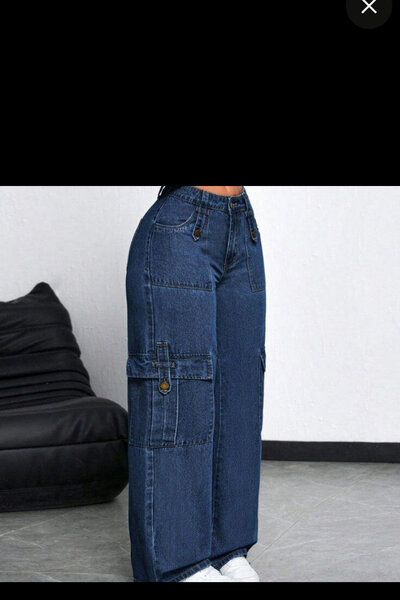 Jean cargo large femme