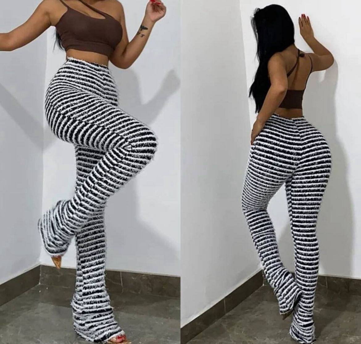 Pantalon moulant à rayures